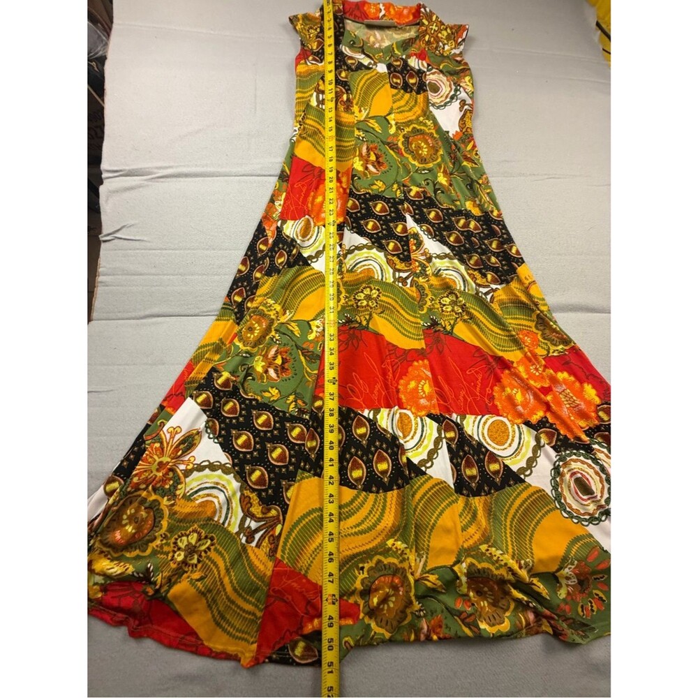 George Simonton Vintage Vibrant Patchwork Maxi Dress - Green,Red Yellow Black S - Picture 2 of 8
